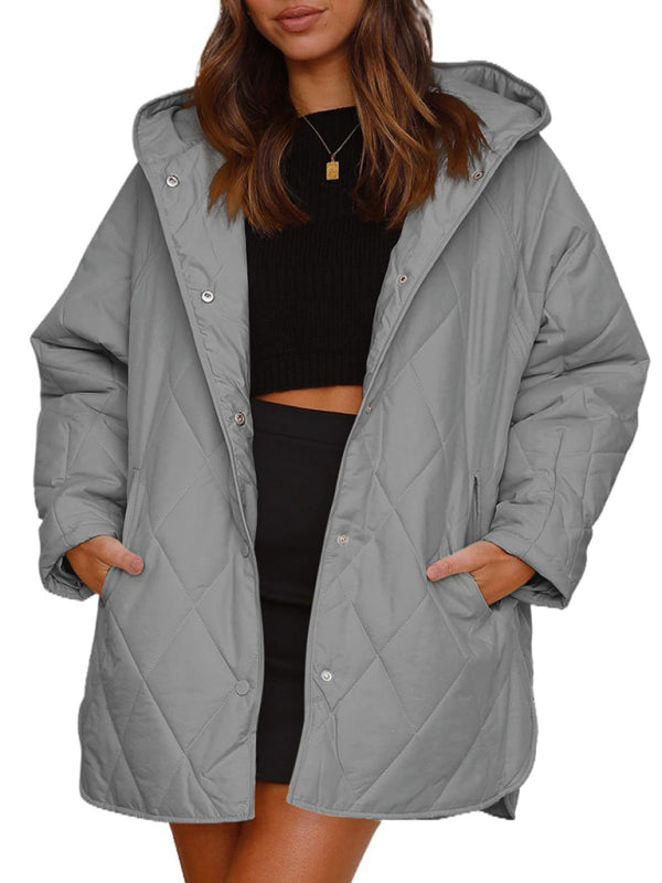 oversize Loose Hooded Quilted Jacket kakaclo