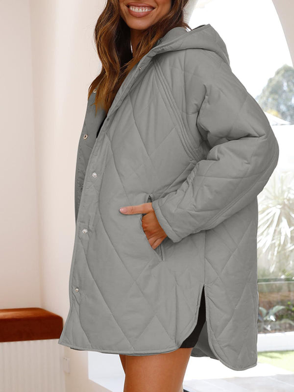 oversize Loose Hooded Quilted Jacket kakaclo