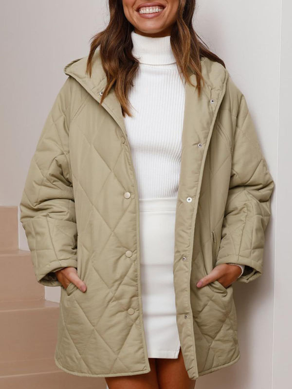 oversize Loose Hooded Quilted Jacket kakaclo