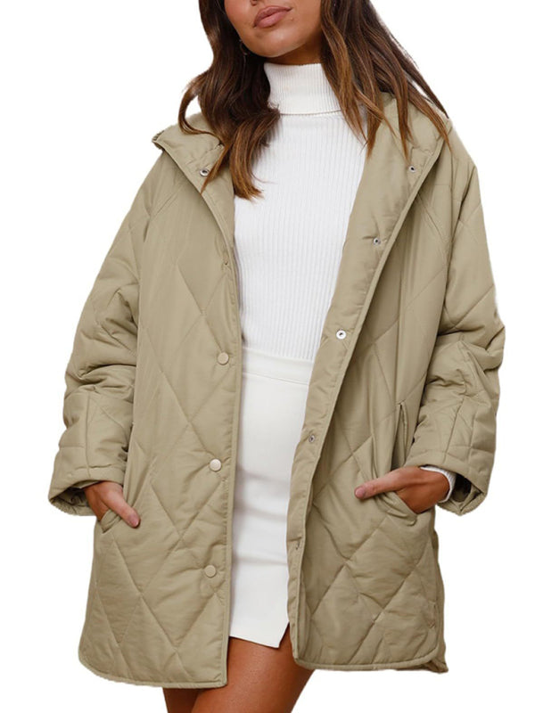 oversize Loose Hooded Quilted Jacket kakaclo