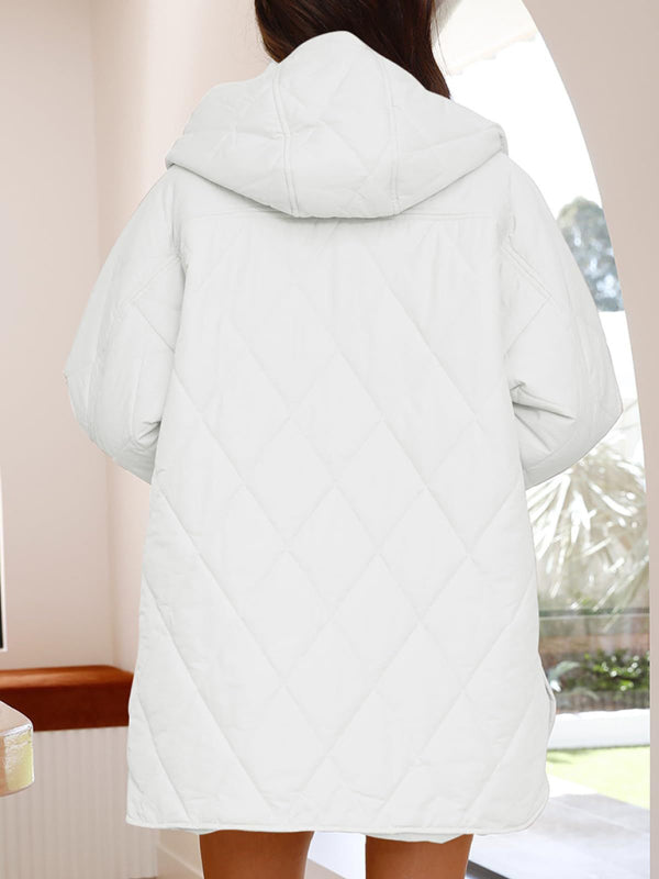 oversize Loose Hooded Quilted Jacket kakaclo