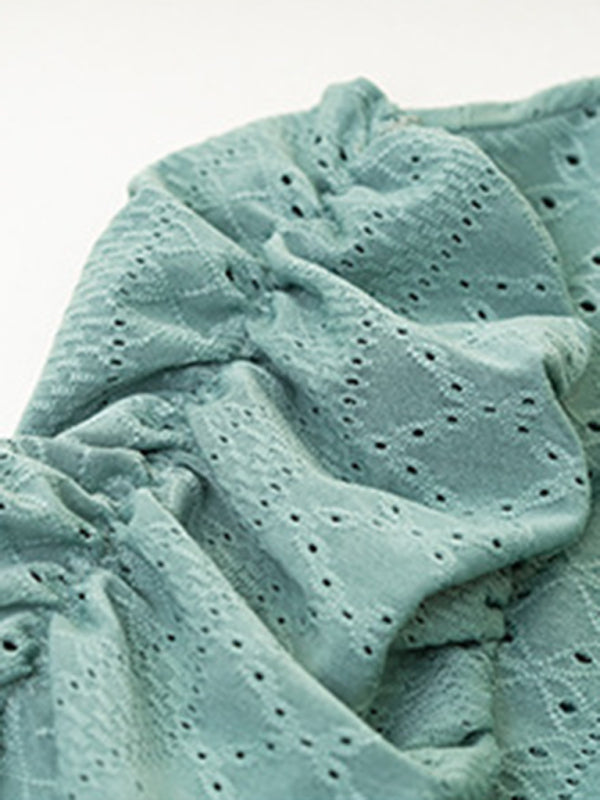 Blue Zone Planet | solid color square neck puff sleeve shirt top BLUE ZONE PLANET