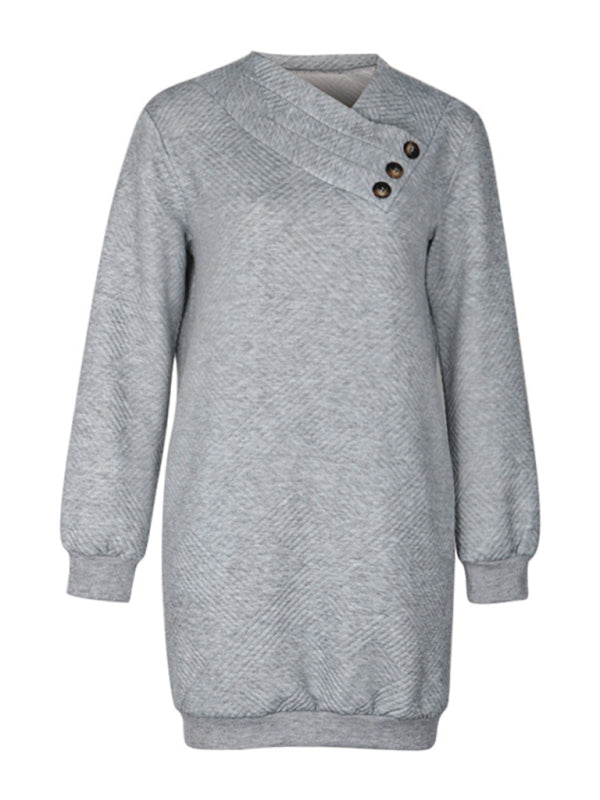 Blue Zone Planet | long-sleeved solid color sweatshirt dress BLUE ZONE PLANET