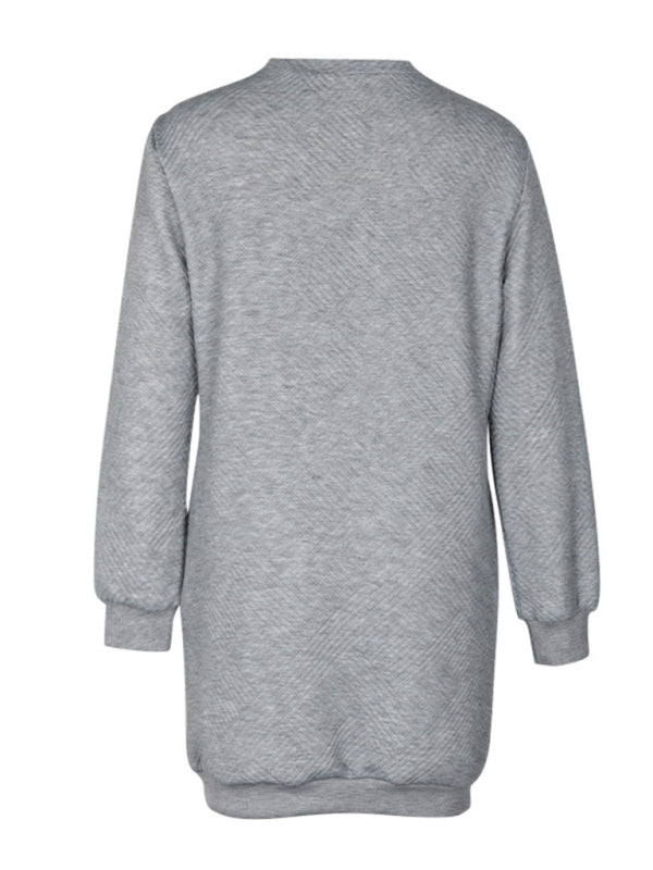 Blue Zone Planet | long-sleeved solid color sweatshirt dress BLUE ZONE PLANET