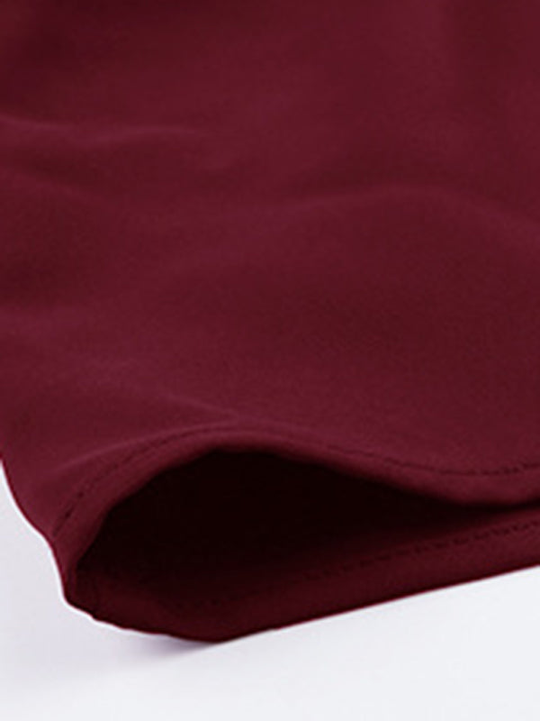 Elegant Solid Color Square Neck Long Sleeve Dress kakaclo