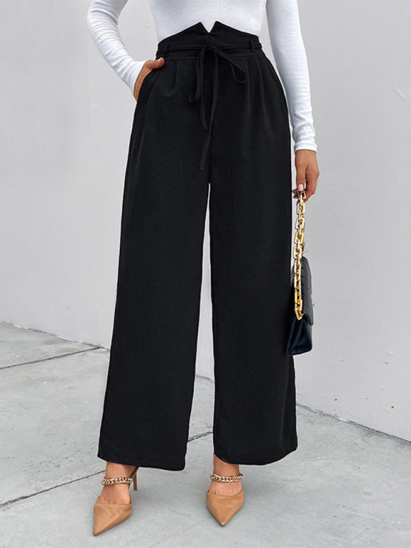 Blue Zone Planet | elastic elastic loose wide leg long pants BLUE ZONE PLANET