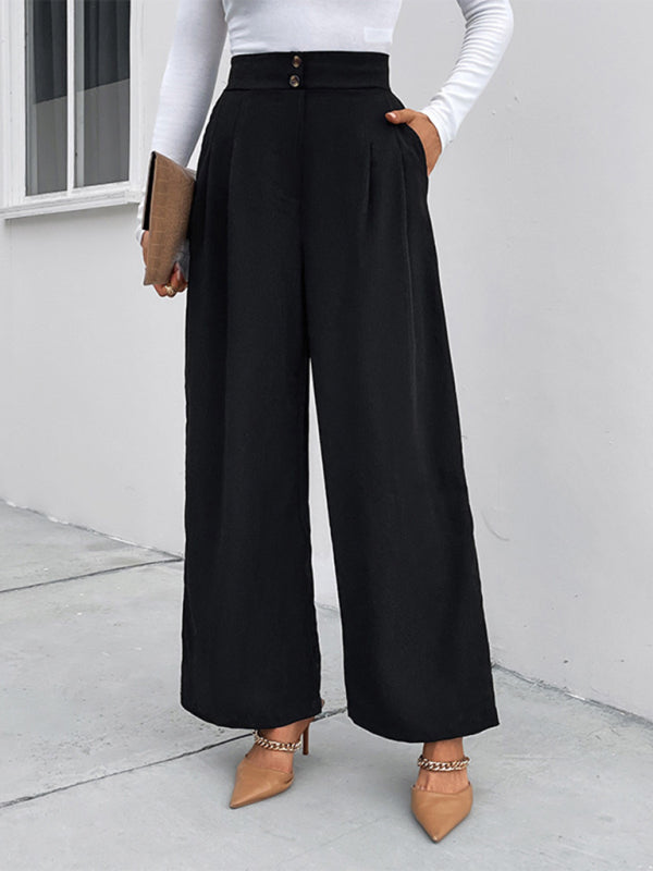 Blue Zone Planet | elastic elastic loose wide leg long pants BLUE ZONE PLANET