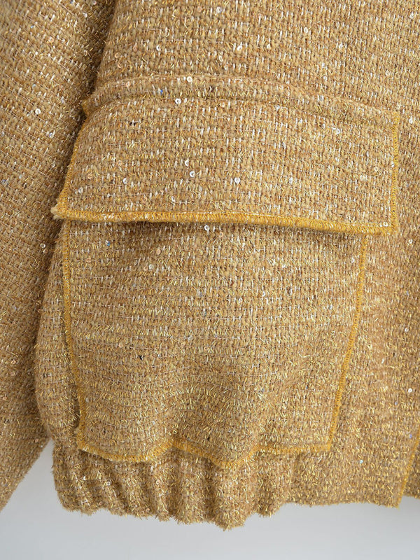 sequined small stand collar jacket kakaclo