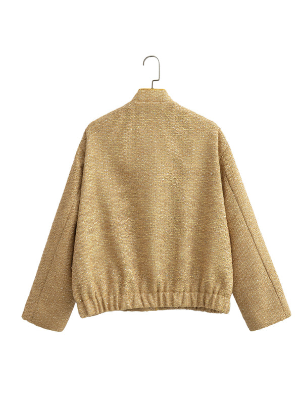 sequined small stand collar jacket kakaclo