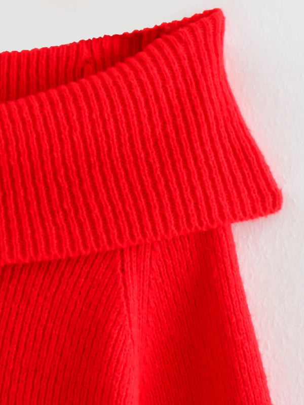 Blue Zone Planet | New women's one-line collar solid color knitted sweater kakaclo