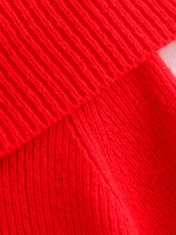 Blue Zone Planet | New women's one-line collar solid color knitted sweater kakaclo