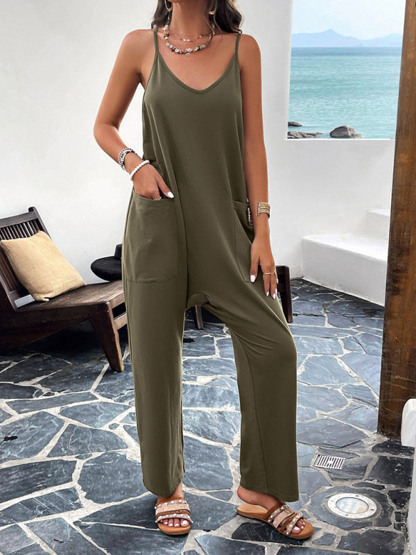 Blue Zone Planet | solid color slim fit jumpsuit BLUE ZONE PLANET