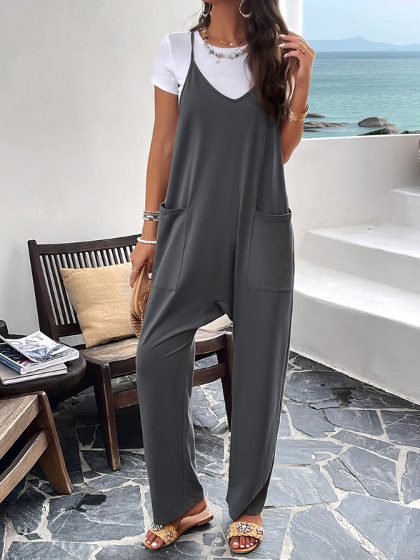 Blue Zone Planet | solid color slim fit jumpsuit BLUE ZONE PLANET
