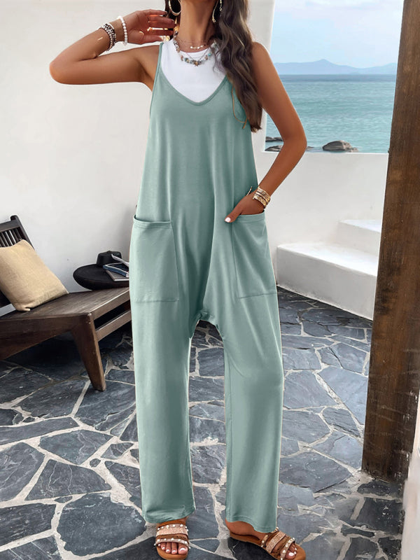 Blue Zone Planet | solid color slim fit jumpsuit BLUE ZONE PLANET