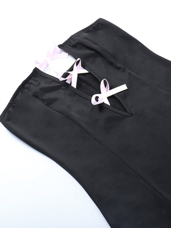 Bow-knot hollow strapless butt-covering dress kakaclo