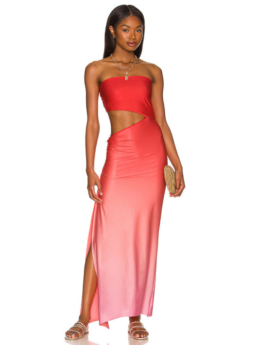 Blue Zone Planet |  Backless hollow strapless long dress with hip covering BLUE ZONE PLANET