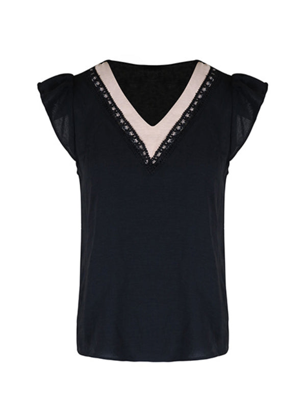 Blue Zone Planet | style color block V-neck top BLUE ZONE PLANET