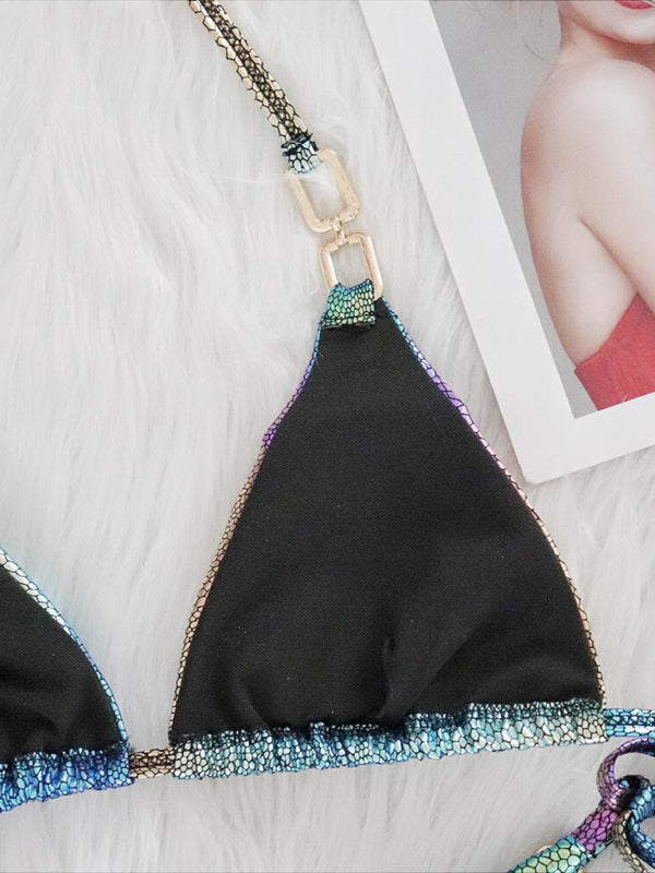 colorful snake print hot stamping bikini set BLUE ZONE PLANET