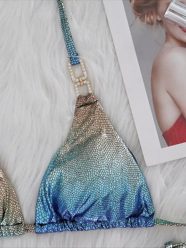 colorful snake print hot stamping bikini set BLUE ZONE PLANET