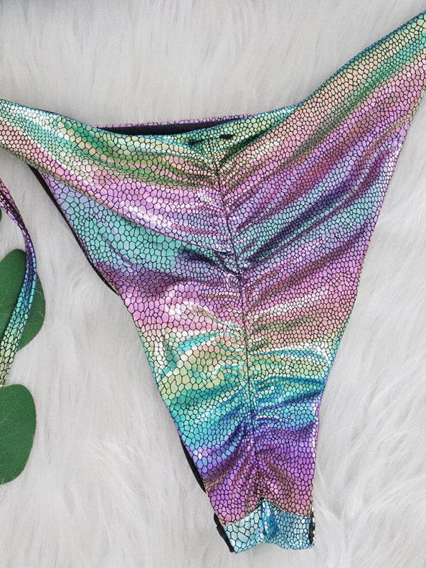 colorful snake print hot stamping bikini set BLUE ZONE PLANET