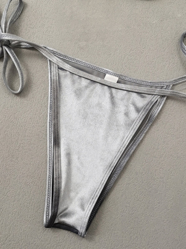 Blue Zone Planet | gold velvet and elegant strappy bikini BLUE ZONE PLANET