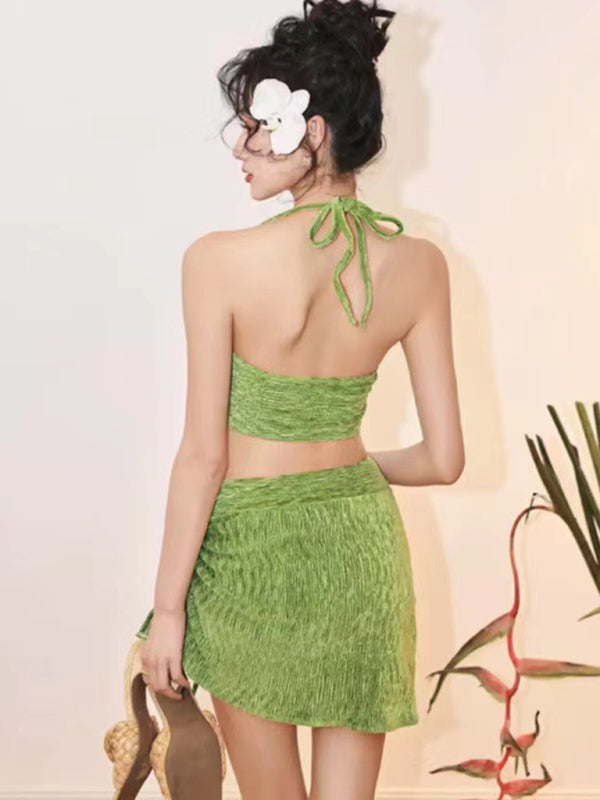 Alexis' Gold Velvet Three-Piece Beach Bikini Blue Zone Planet