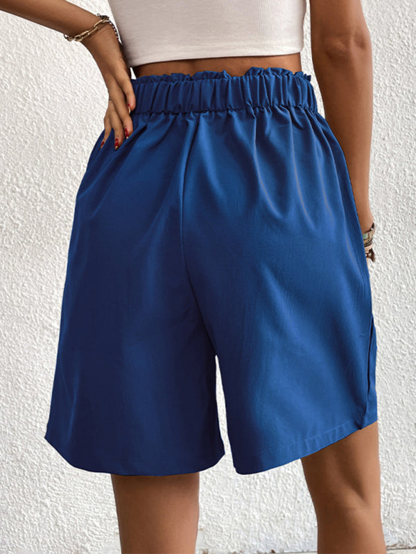 Women's high-waisted loose 2-button shorts kakaclo