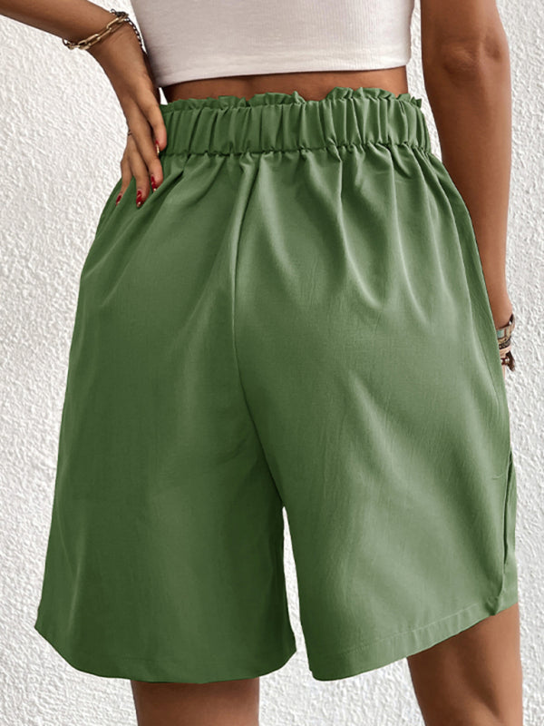 Women's high-waisted loose 2-button shorts kakaclo
