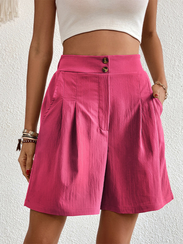 Women's high-waisted loose 2-button shorts kakaclo