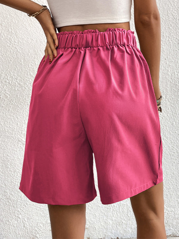 Women's high-waisted loose 2-button shorts kakaclo