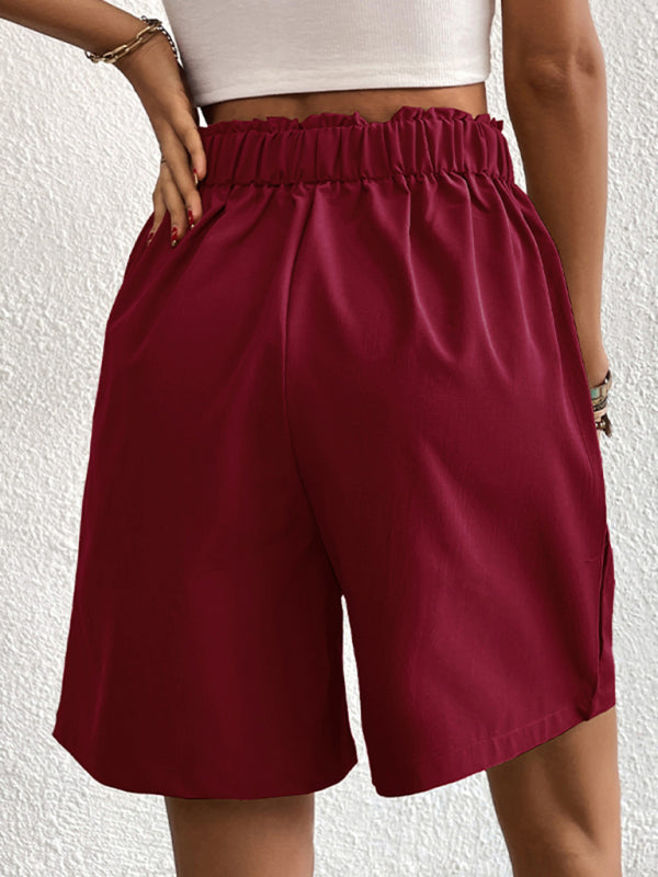 Women's high-waisted loose 2-button shorts kakaclo