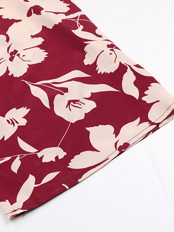 Women's new tube top printed tight red jumpsuit kakaclo