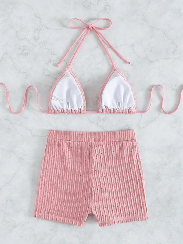 Blue Zone Planet |  lace-up textured two-piece bikini BLUE ZONE PLANET