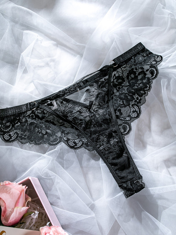 New erotic lingerie flower embroidery sexy see-through two-piece suit kakaclo