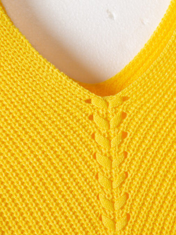 Blue Zone Planet | long sleeve loose V-neck drawstring pullover sweater kakaclo