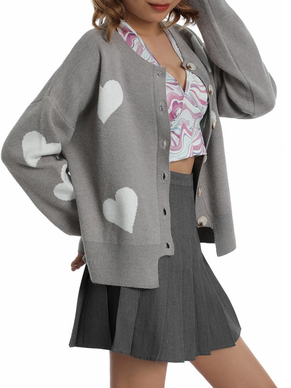 Valentine sweater single breasted heart cardigan kakaclo