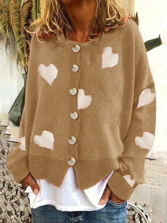 Valentine sweater single breasted heart cardigan kakaclo