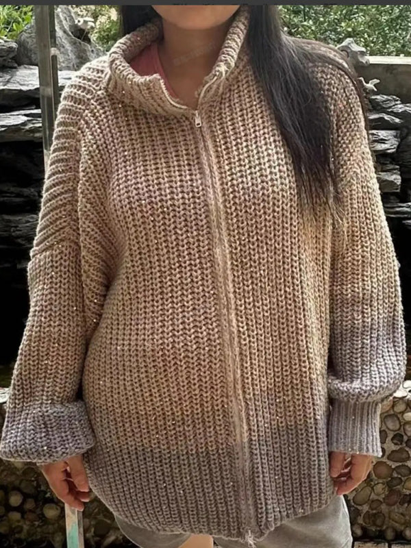 and comfortable sequined V-neck cardigan sweater BLUE ZONE PLANET