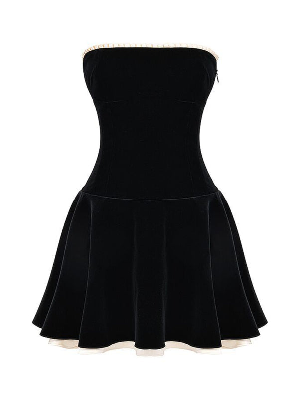 planet gold black dress Planet Gold Women's Rhinestone Trim Dress Asymmetric Hem XS-XXXL Flattering Silhouette