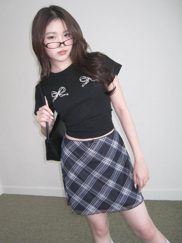 Valentine's Bow Print Short Sleeve Slim Streetwear T-Shirt kakaclo