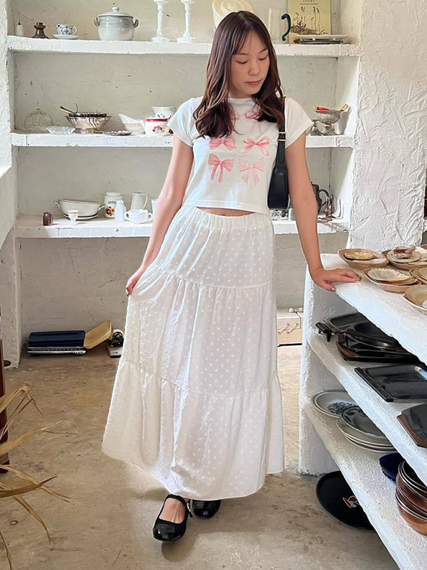 Valentine's Bow Print Short Sleeve Slim Streetwear T-Shirt kakaclo