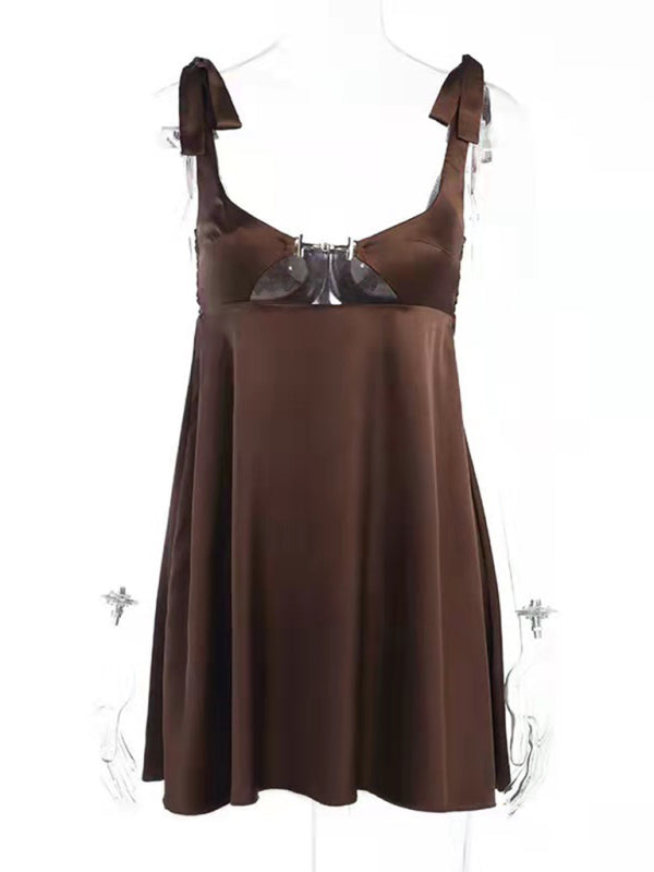 Blue Zone Planet | Women's new lace-up tube top satin hollow French sexy suspender dress BLUE ZONE PLANET