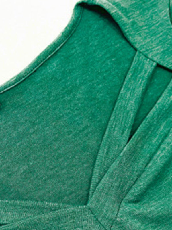 solid color short-sleeved V-neck T-shirt BLUE ZONE PLANET