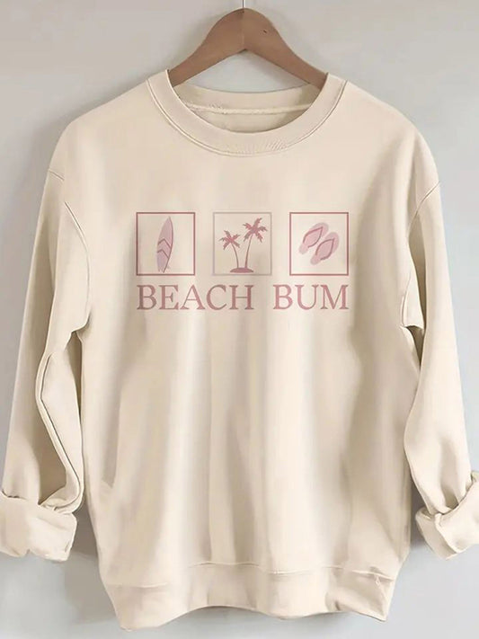 Blue Zone Planet |  wholesale round neck beach bum letter sweatshirt BLUE ZONE PLANET