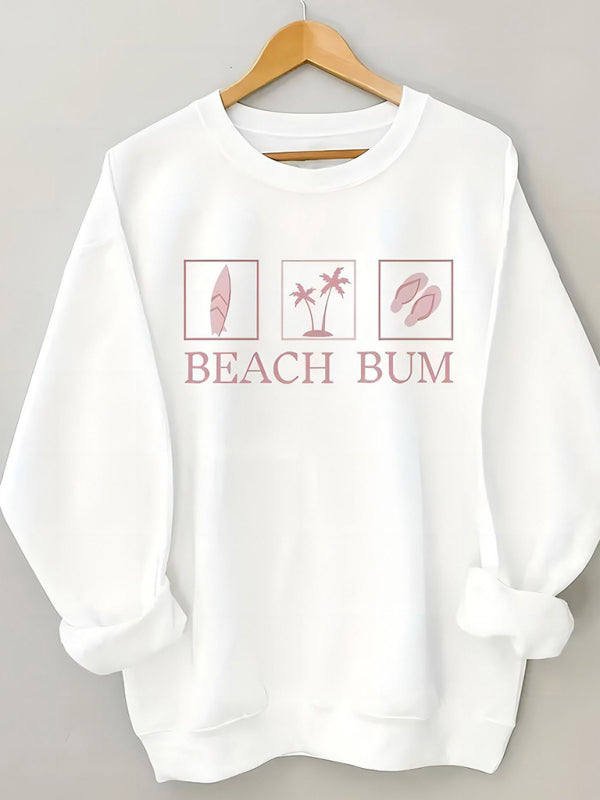 Blue Zone Planet |  wholesale round neck beach bum letter sweatshirt BLUE ZONE PLANET