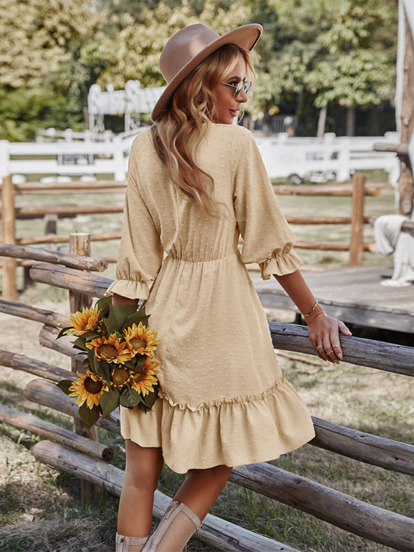 lace patchwork waist slimming dress kakaclo