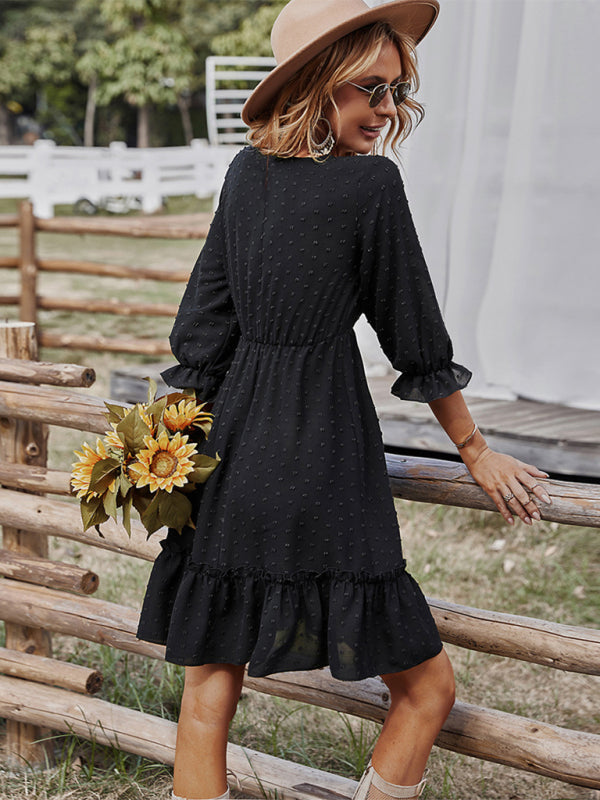 lace patchwork waist slimming dress kakaclo
