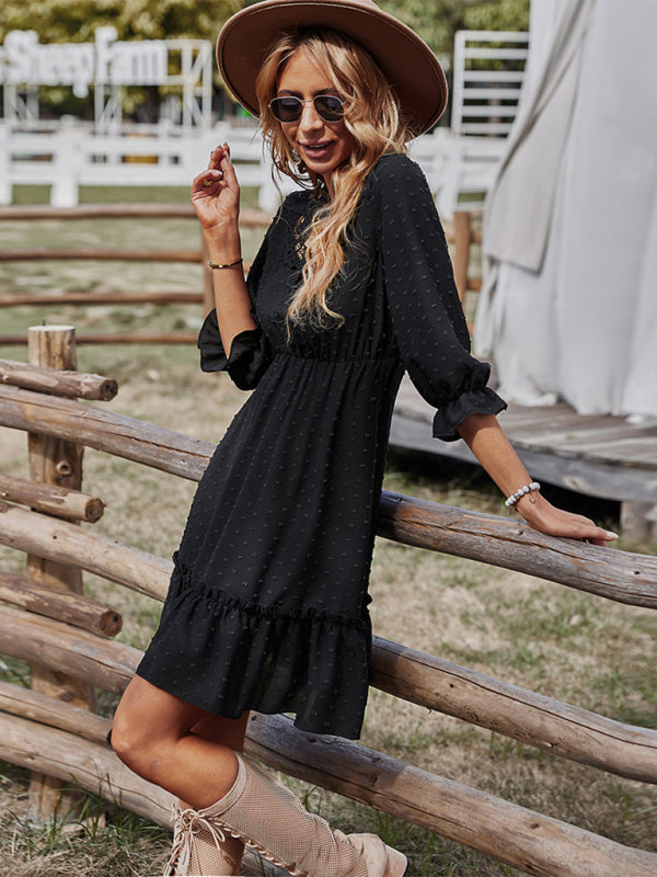 lace patchwork waist slimming dress kakaclo