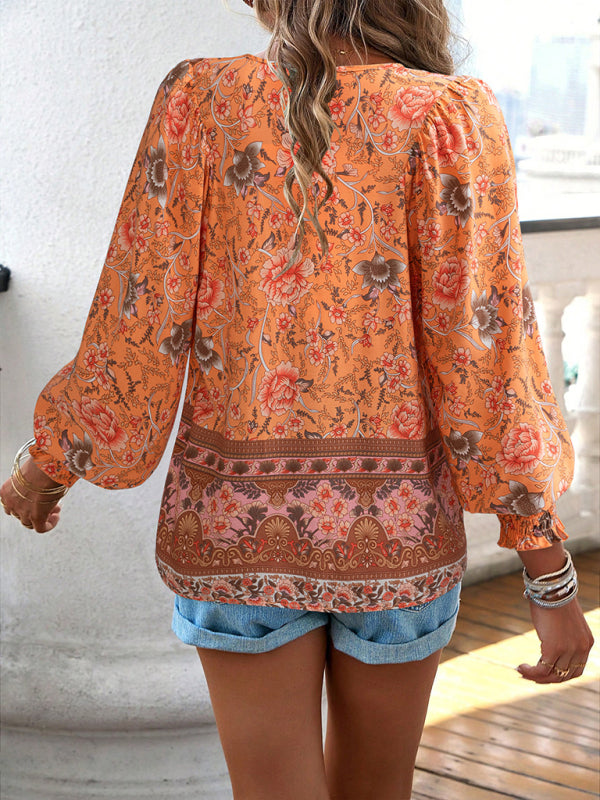 Blue Zone Planet | Bohemian Floral Print blouse BLUE ZONE PLANET