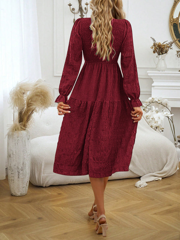 Elegant Commuting Round Neck Dress kakaclo